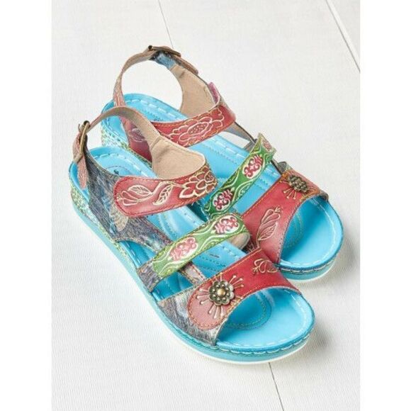 L’ARTISTE by Spring Step leather sandals with multiple straps Size 37 B32 - Picture 3 of 11